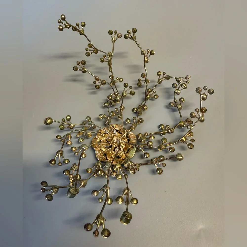 Crystal gold tone Floral Hairpiece Bridal - Picture 6 of 12